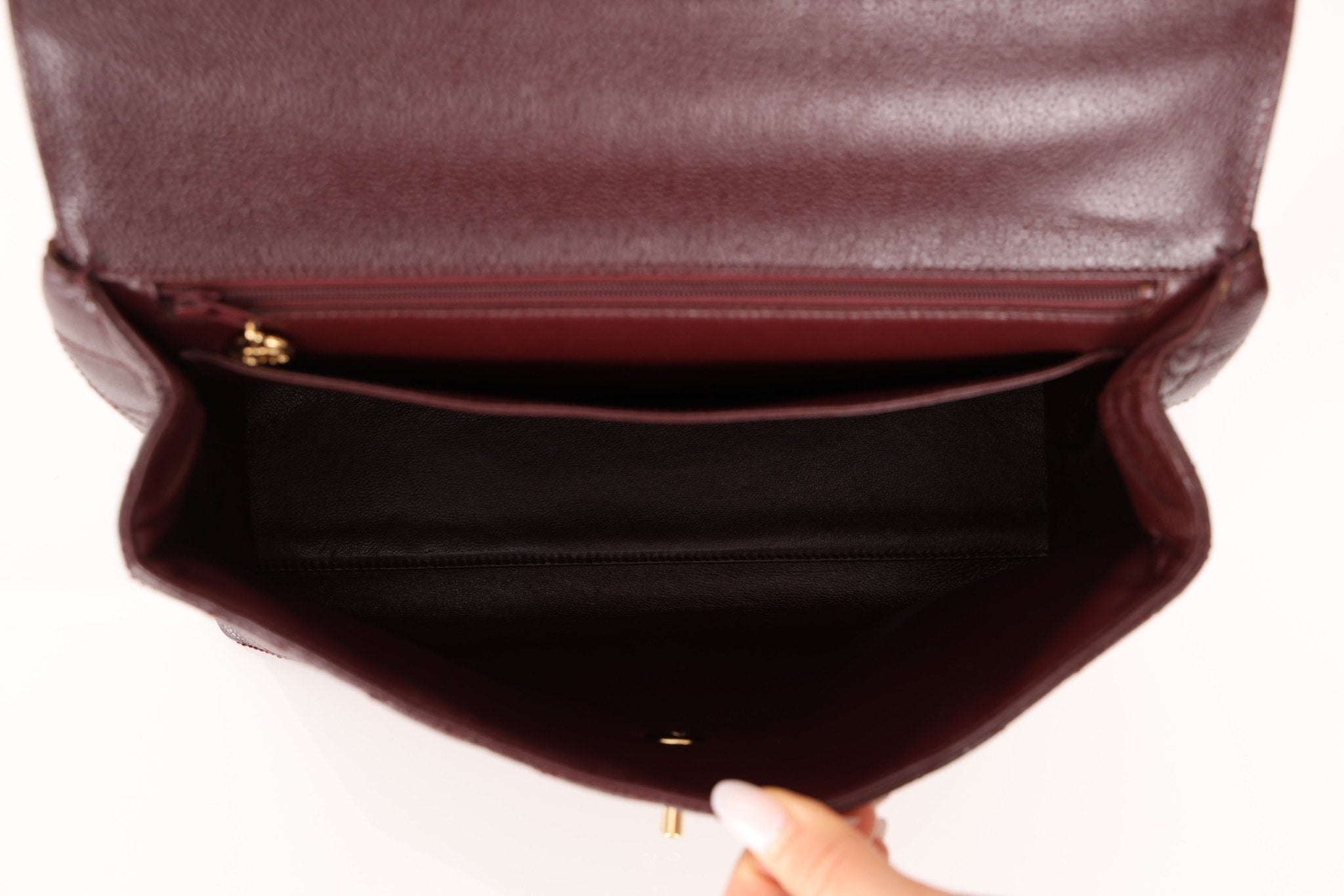 Rare Chanel 2001 Bordeaux Caviar Kelly Top Handle 24K GP - FashioNica