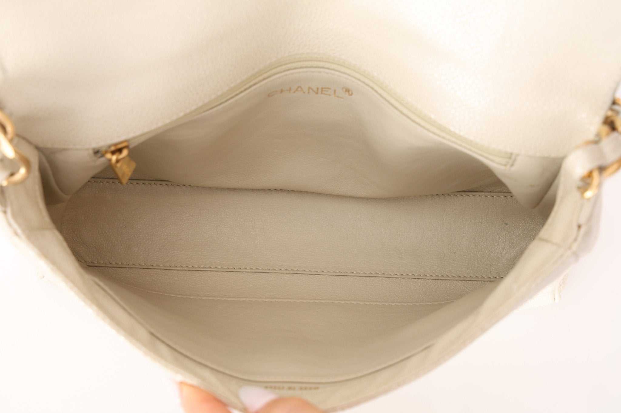 Rare Chanel 2002 Iridescent Caviar Turnlock Single Flap Bag 24k GP - FashioNica