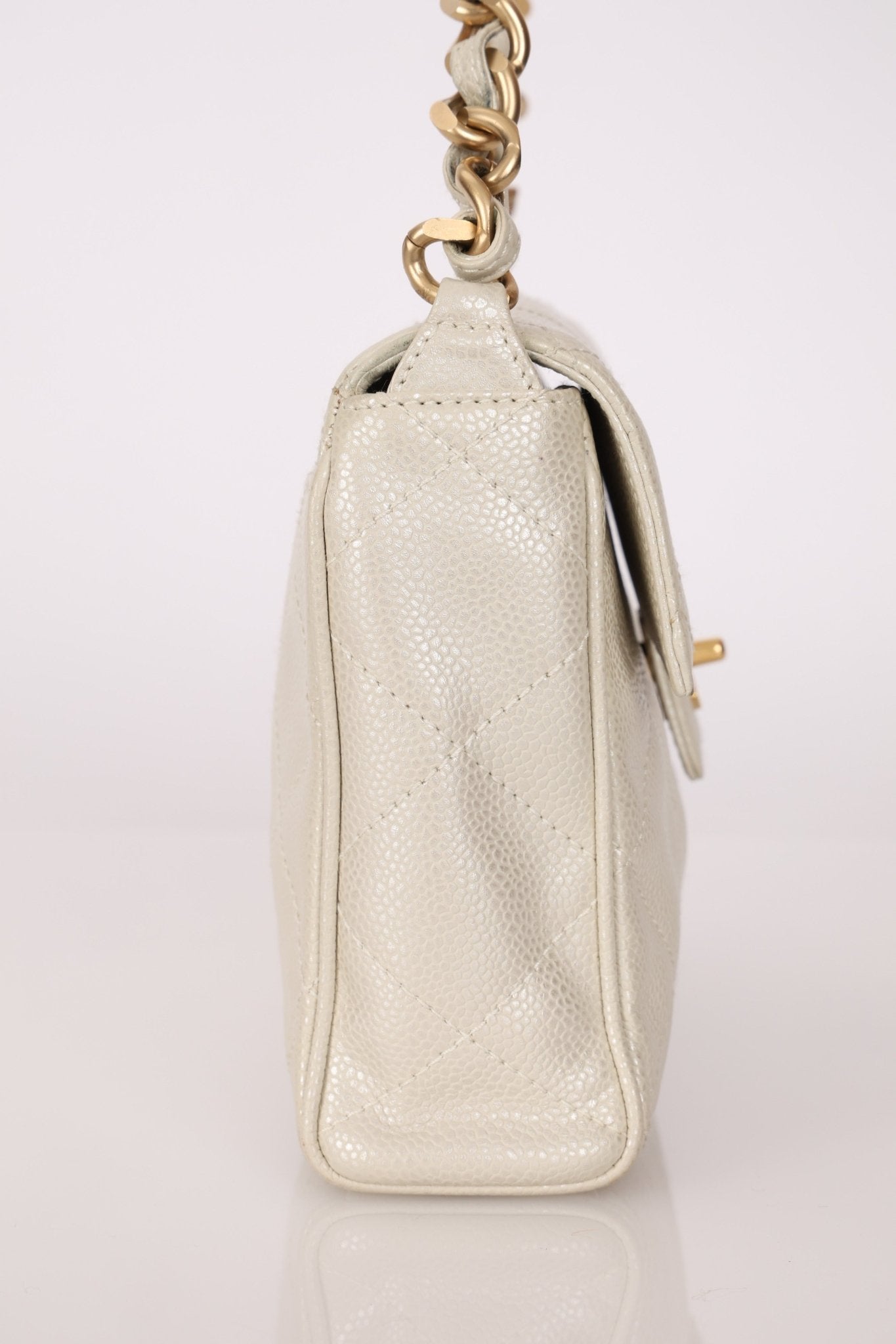 Rare Chanel 2002 Iridescent Caviar Turnlock Single Flap Bag 24k GP - FashioNica