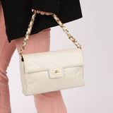 Rare Chanel 2002 Iridescent Caviar Turnlock Single Flap Bag 24k GP - FashioNica