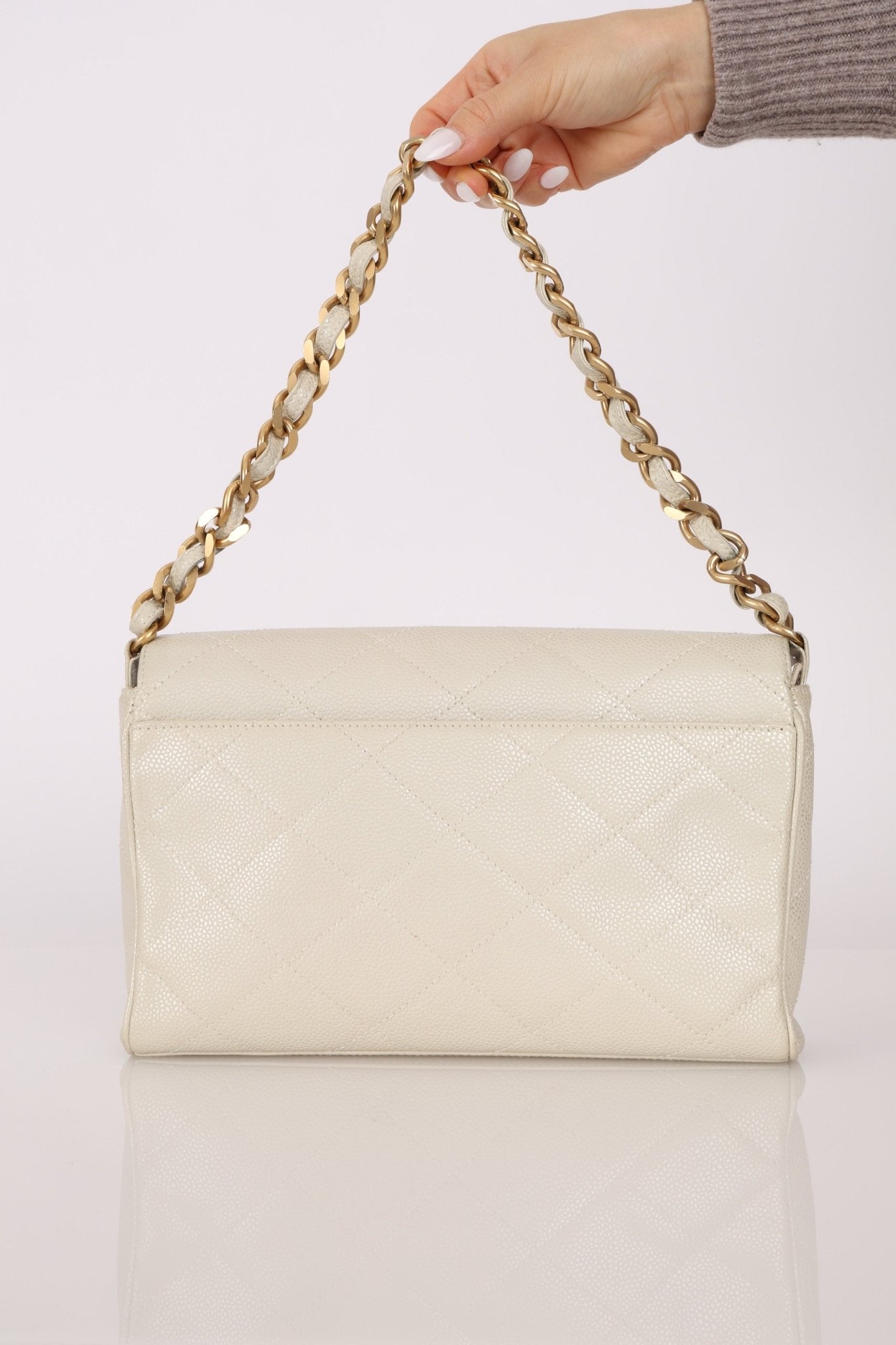 Rare Chanel 2002 Iridescent Caviar Turnlock Single Flap Bag 24k GP - FashioNica