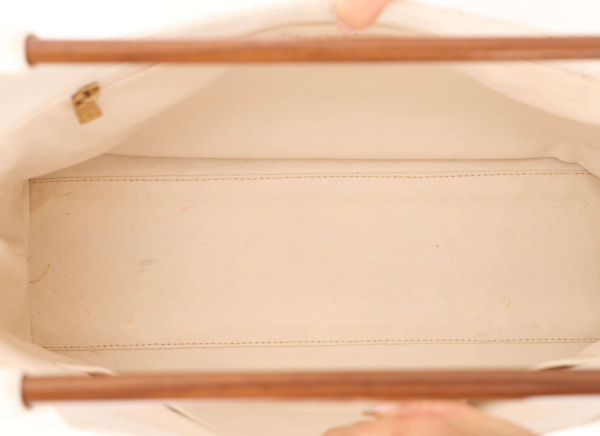 Rare Chanel 2003 White Caviar Wood Top Handle Tote - FashioNica