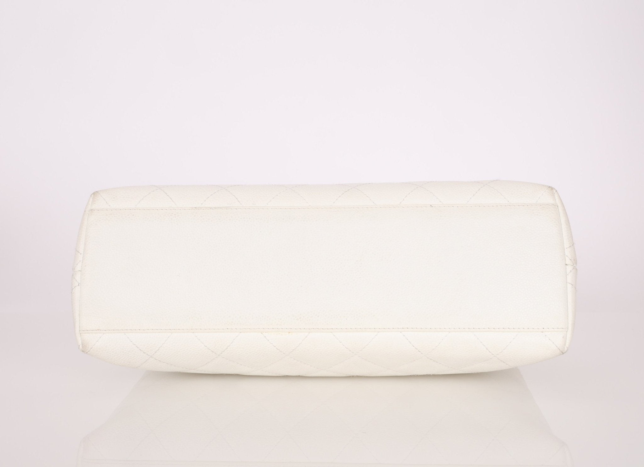 Rare Chanel 2003 White Caviar Wood Top Handle Tote - FashioNica