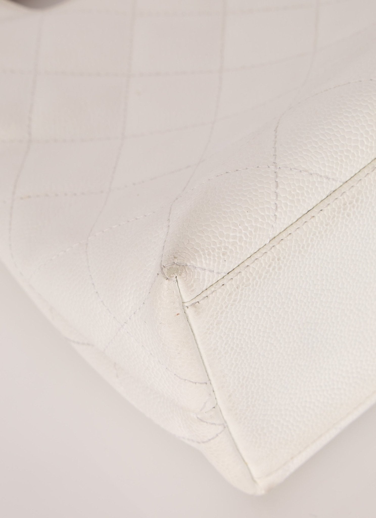 Rare Chanel 2003 White Caviar Wood Top Handle Tote - FashioNica