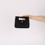 Rare Chanel 2004 Wood Handle Black Satin Mini Tote - FashioNica