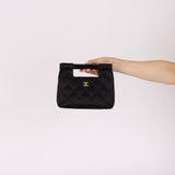 Rare Chanel 2004 Wood Handle Black Satin Mini Tote - FashioNica