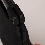 Rare Chanel 2004 Wood Handle Black Satin Mini Tote - FashioNica