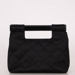 Rare Chanel 2004 Wood Handle Black Satin Mini Tote - FashioNica