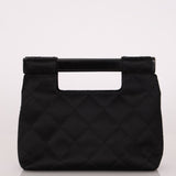 Rare Chanel 2004 Wood Handle Black Satin Mini Tote - FashioNica