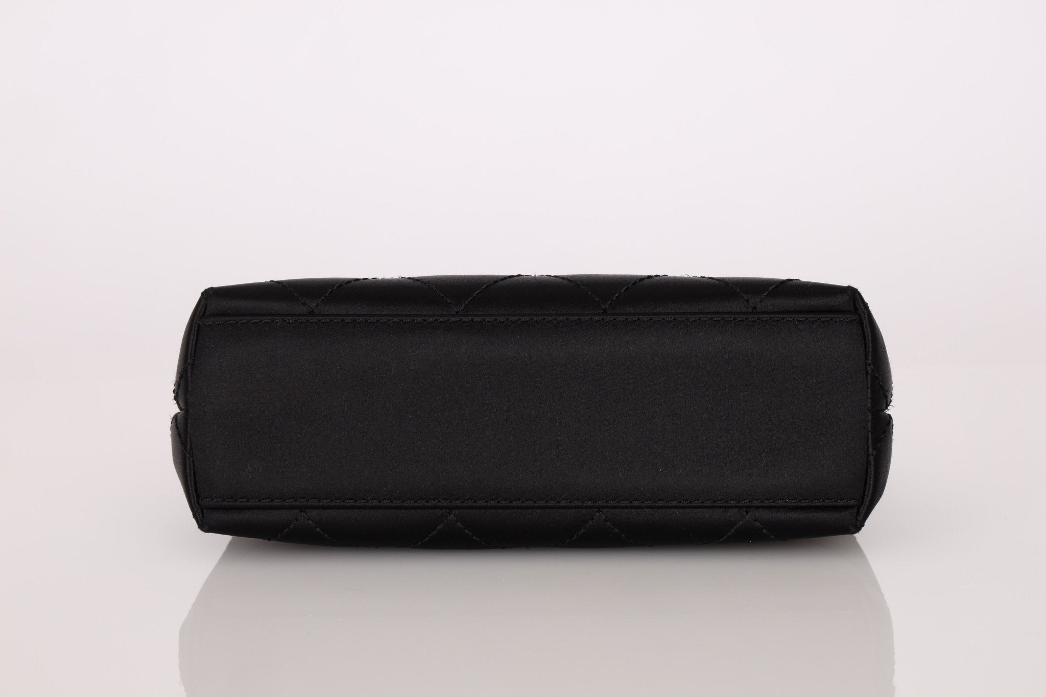 Rare Chanel 2004 Wood Handle Black Satin Mini Tote - FashioNica