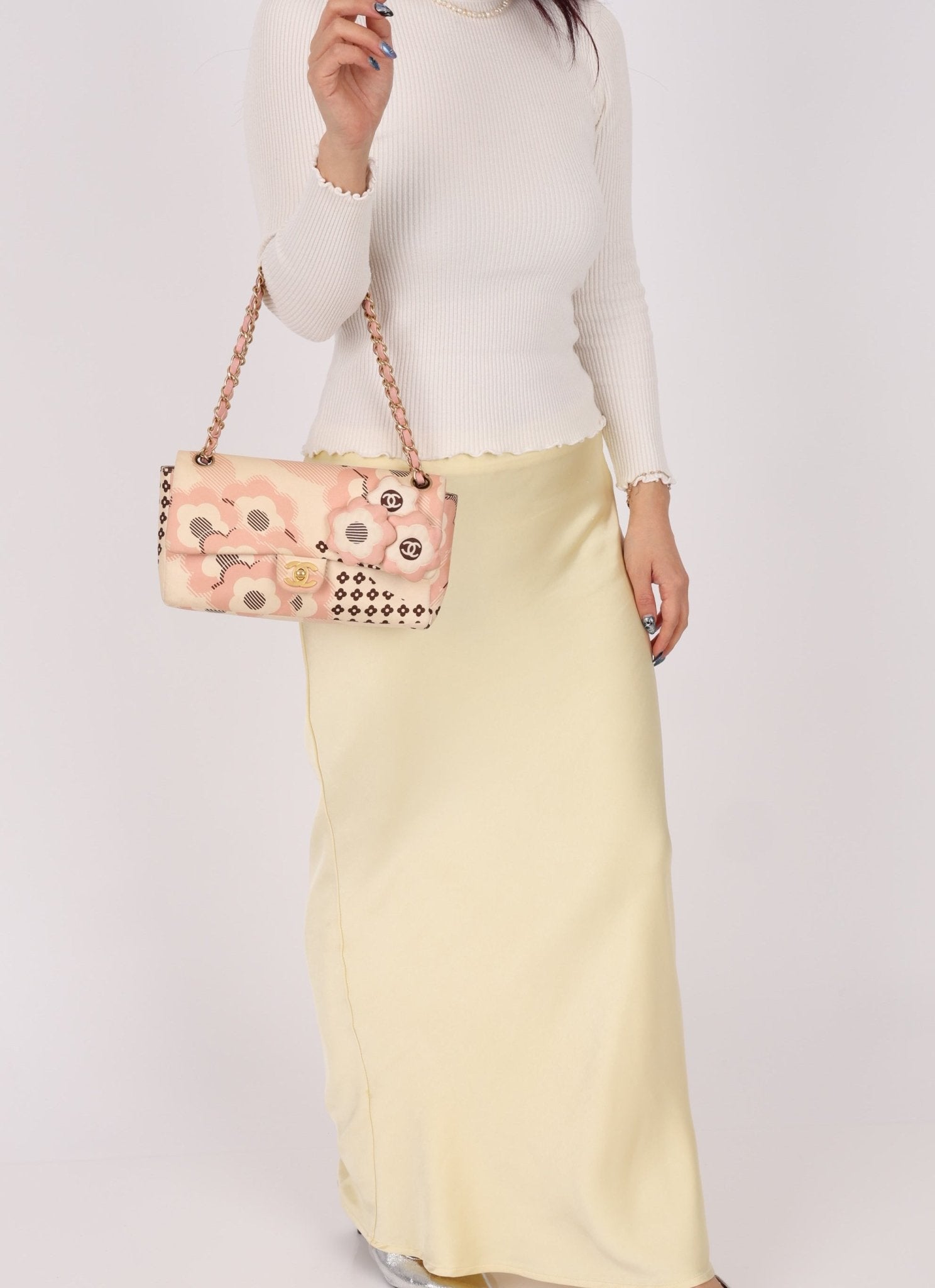 Rare Chanel 2005 Satin Camellia Classic Flap - FashioNica