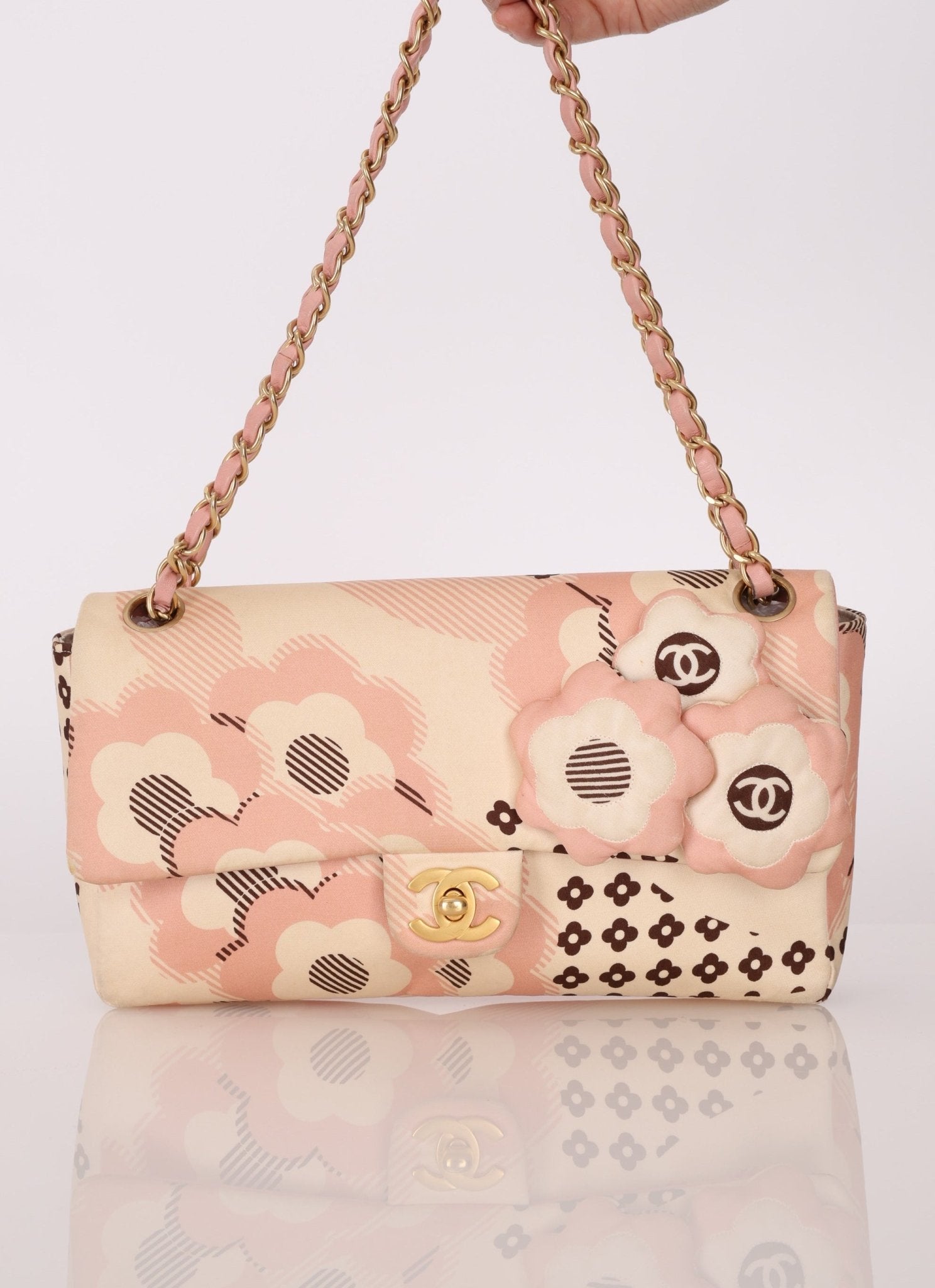 Rare Chanel 2005 Satin Camellia Classic Flap - FashioNica