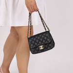 Rare Chanel 2008 Caviar Mini Square Flap 24K GP - FashioNica