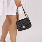 Rare Chanel 2008 Caviar Mini Square Flap 24K GP - FashioNica