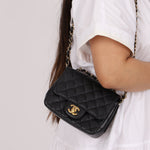 Rare Chanel 2008 Caviar Mini Square Flap 24K GP - FashioNica