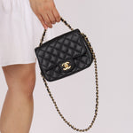 Rare Chanel 2008 Caviar Mini Square Flap 24K GP - FashioNica