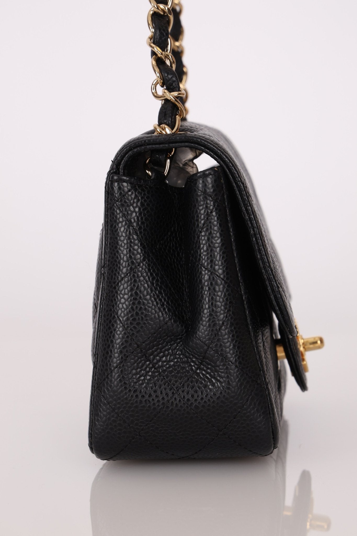 Rare Chanel 2008 Caviar Mini Square Flap 24K GP - FashioNica