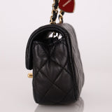 Rare Chanel 2009 Valentine Hearts Quilted Lambskin Extra Mini Flap Bag - FashioNica