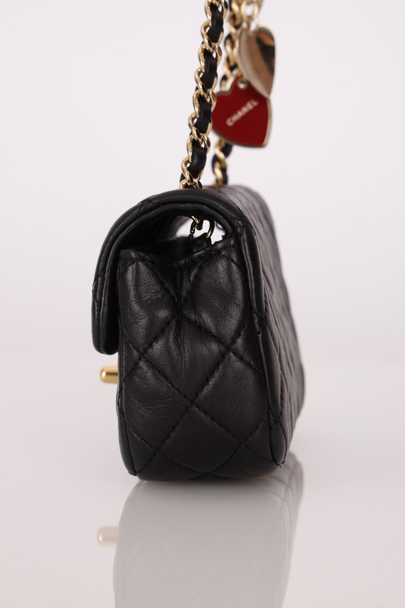 Rare Chanel 2009 Valentine Hearts Quilted Lambskin Extra Mini Flap Bag - FashioNica