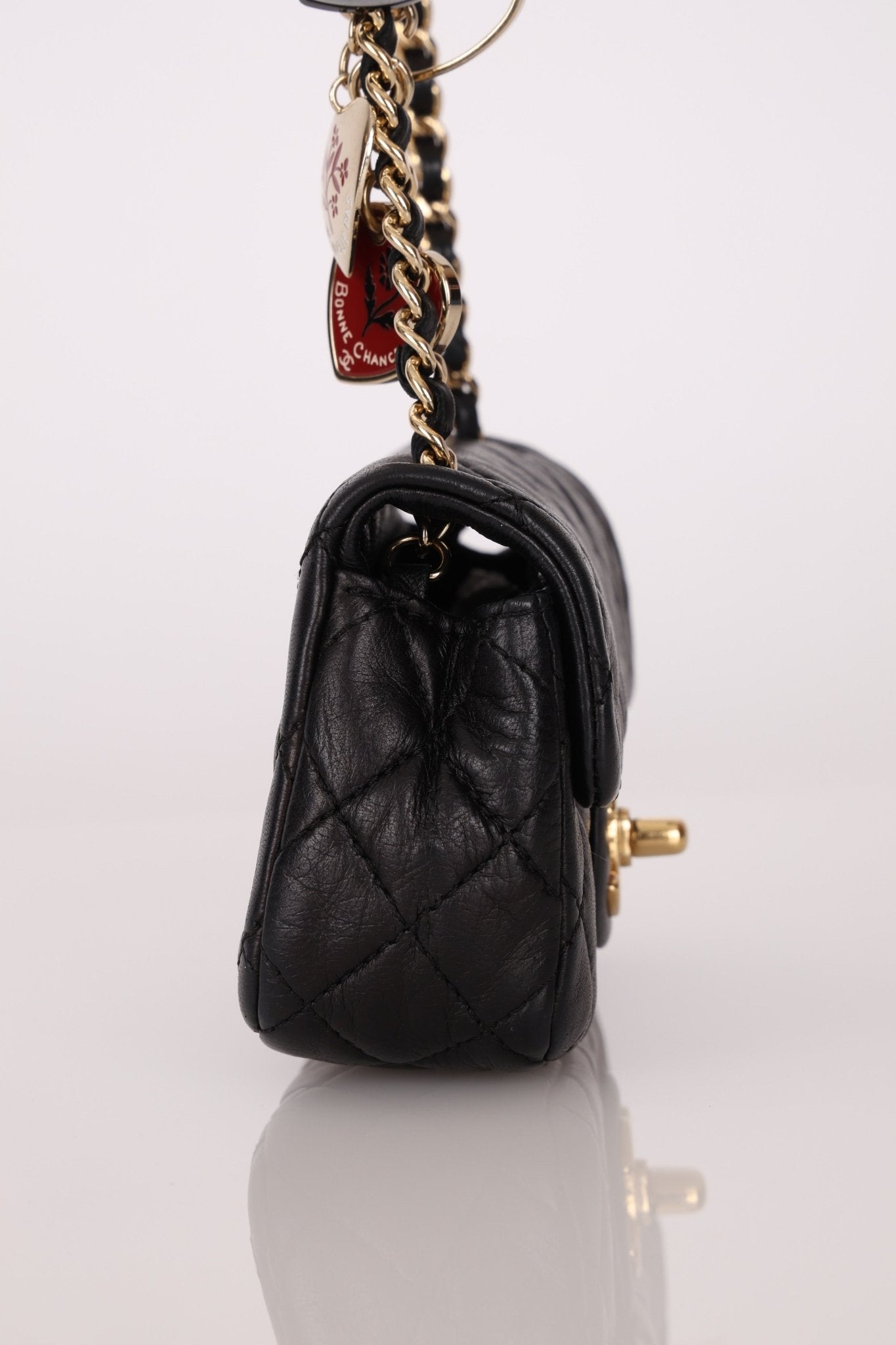 Rare Chanel 2009 Valentine Hearts Quilted Lambskin Extra Mini Flap Bag - FashioNica