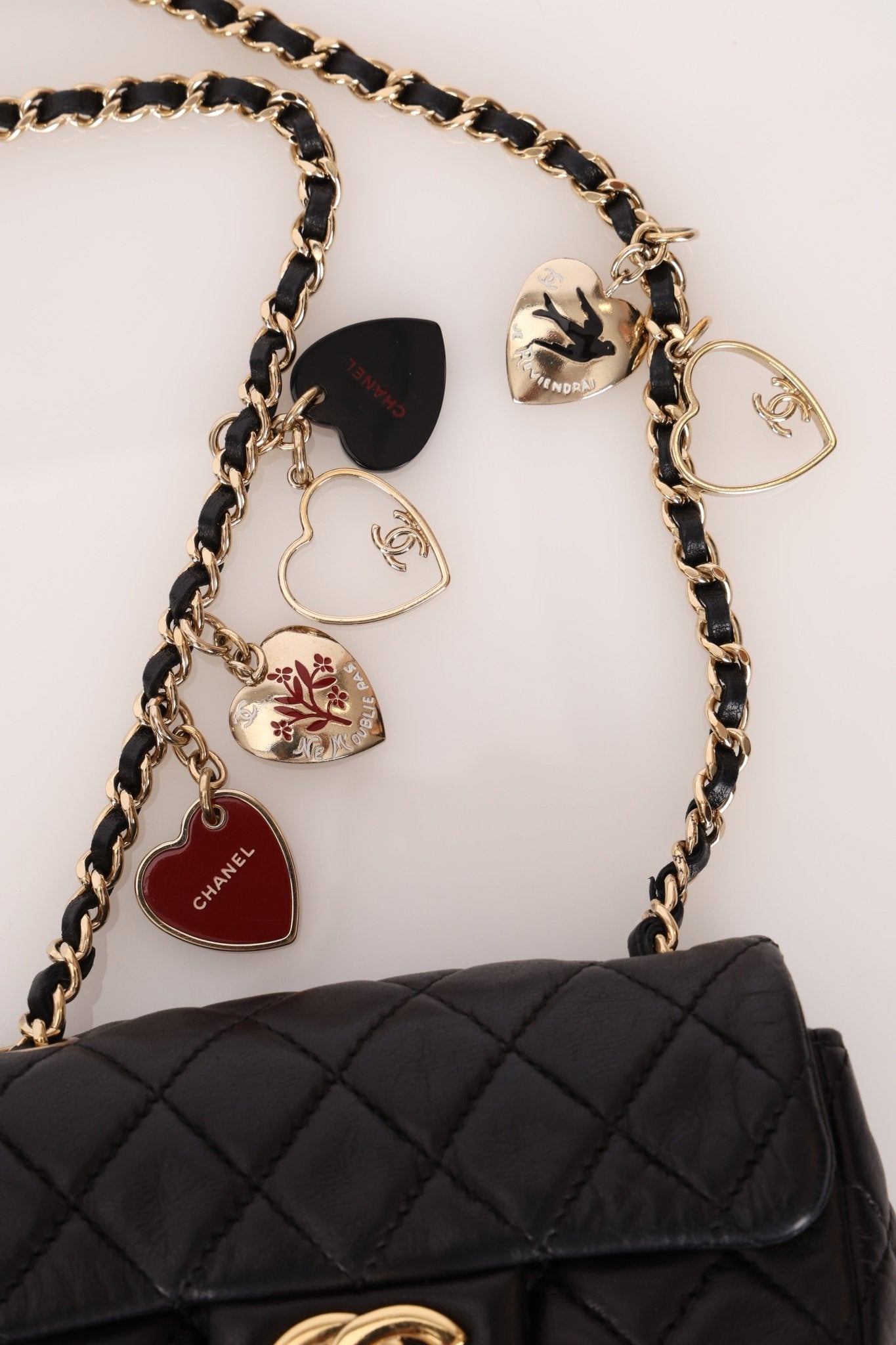 Rare Chanel 2009 Valentine Hearts Quilted Lambskin Extra Mini Flap Bag - FashioNica