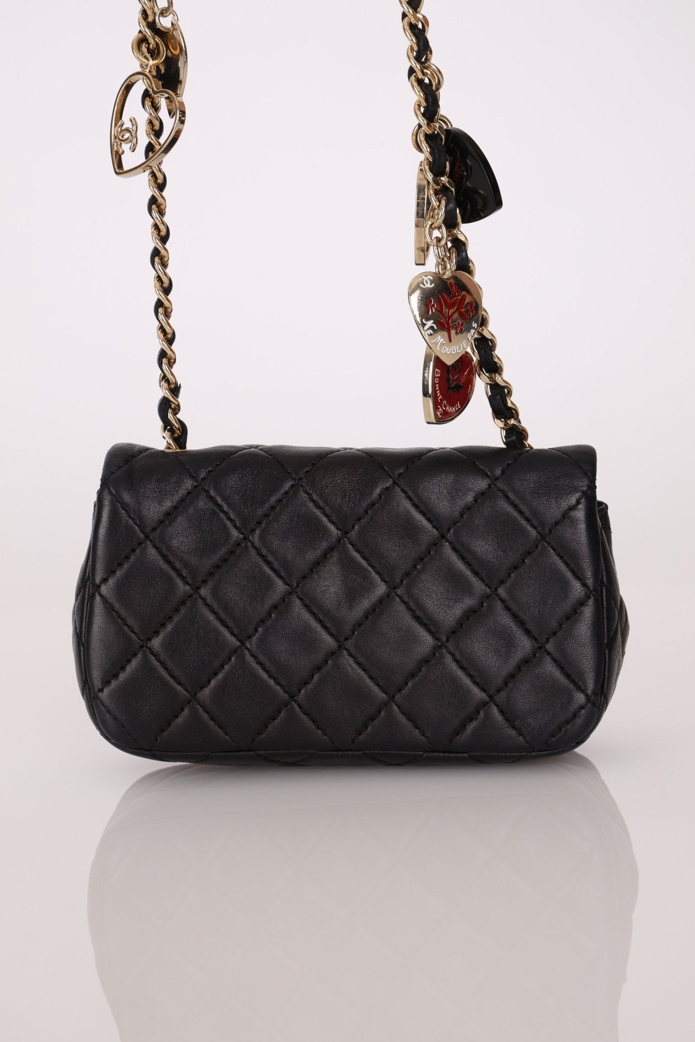 Rare Chanel 2009 Valentine Hearts Quilted Lambskin Extra Mini Flap Bag - FashioNica