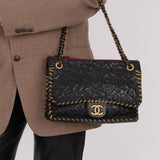 Rare Chanel 2011 Camellia Calfskin Embossed Whipstitch Shoulder Bag - FashioNica