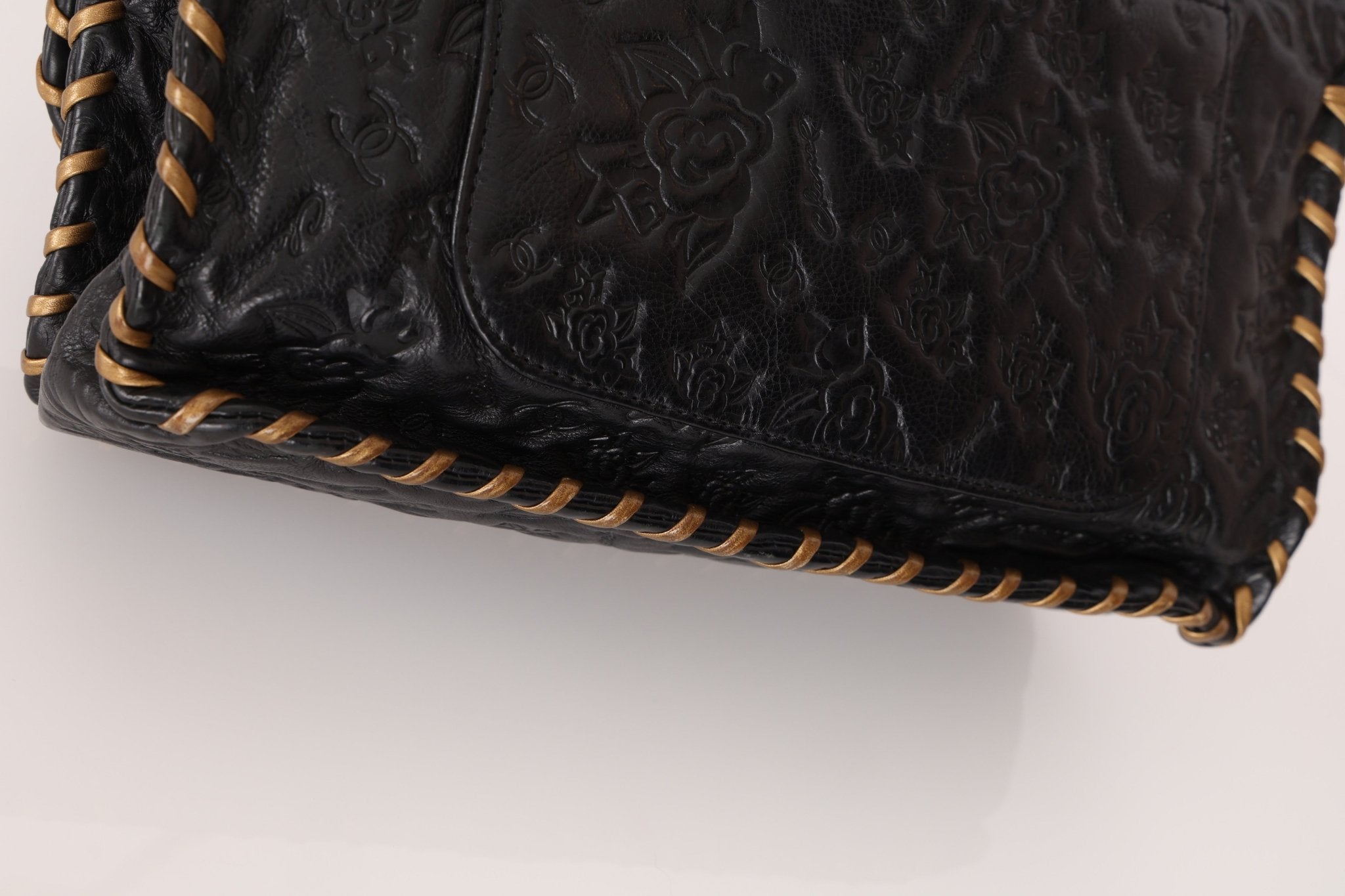 Rare Chanel 2011 Camellia Calfskin Embossed Whipstitch Shoulder Bag - FashioNica