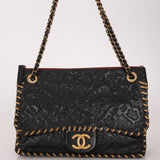Rare Chanel 2011 Camellia Calfskin Embossed Whipstitch Shoulder Bag - FashioNica