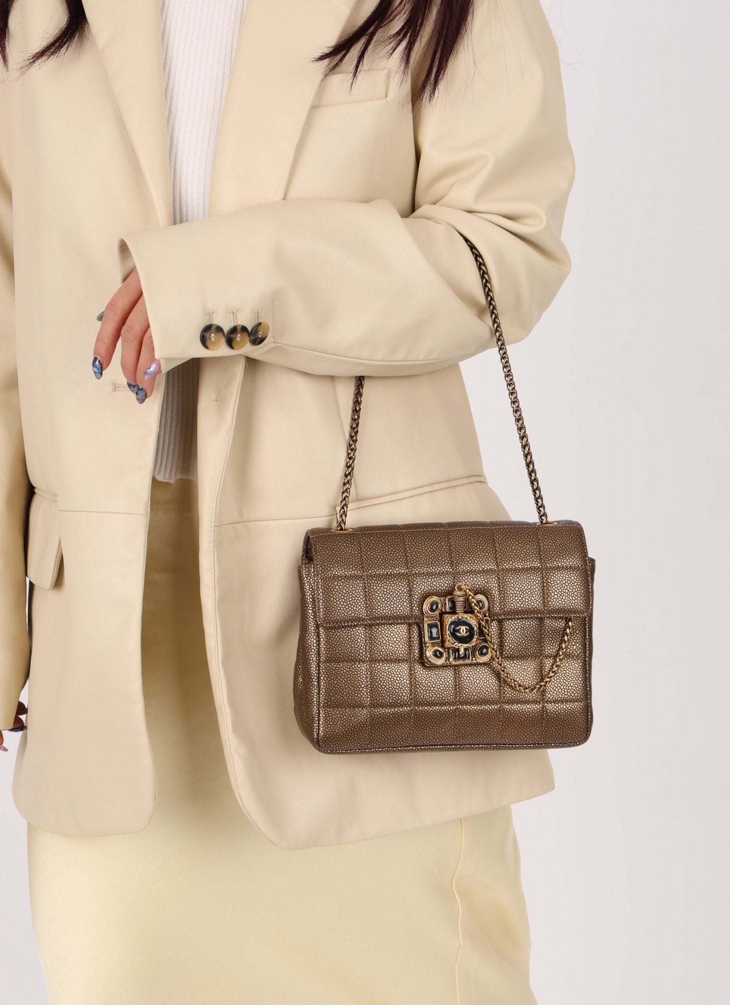 Rare Chanel 2011 Caviar Paris Byzance Mini Square Flap - FashioNica