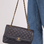 Rare Chanel 2015 Caviar Medium Navy Paris Flap Bag - FashioNica