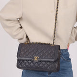 Rare Chanel 2015 Caviar Medium Navy Paris Flap Bag - FashioNica
