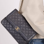 Rare Chanel 2015 Caviar Medium Navy Paris Flap Bag - FashioNica