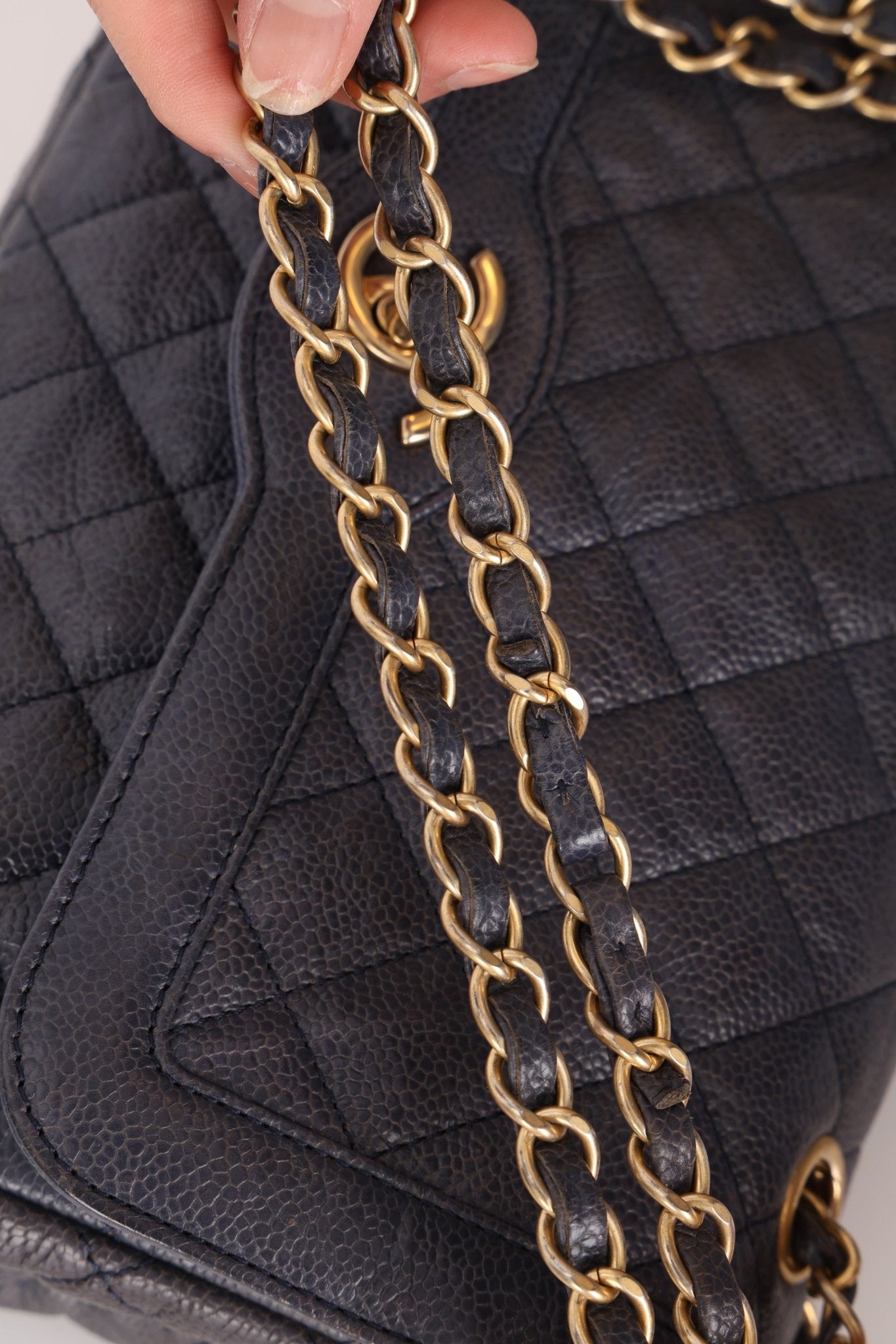 Rare Chanel 2015 Caviar Medium Navy Paris Flap Bag - FashioNica