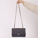 Rare Chanel 2015 Caviar Medium Navy Paris Flap Bag - FashioNica