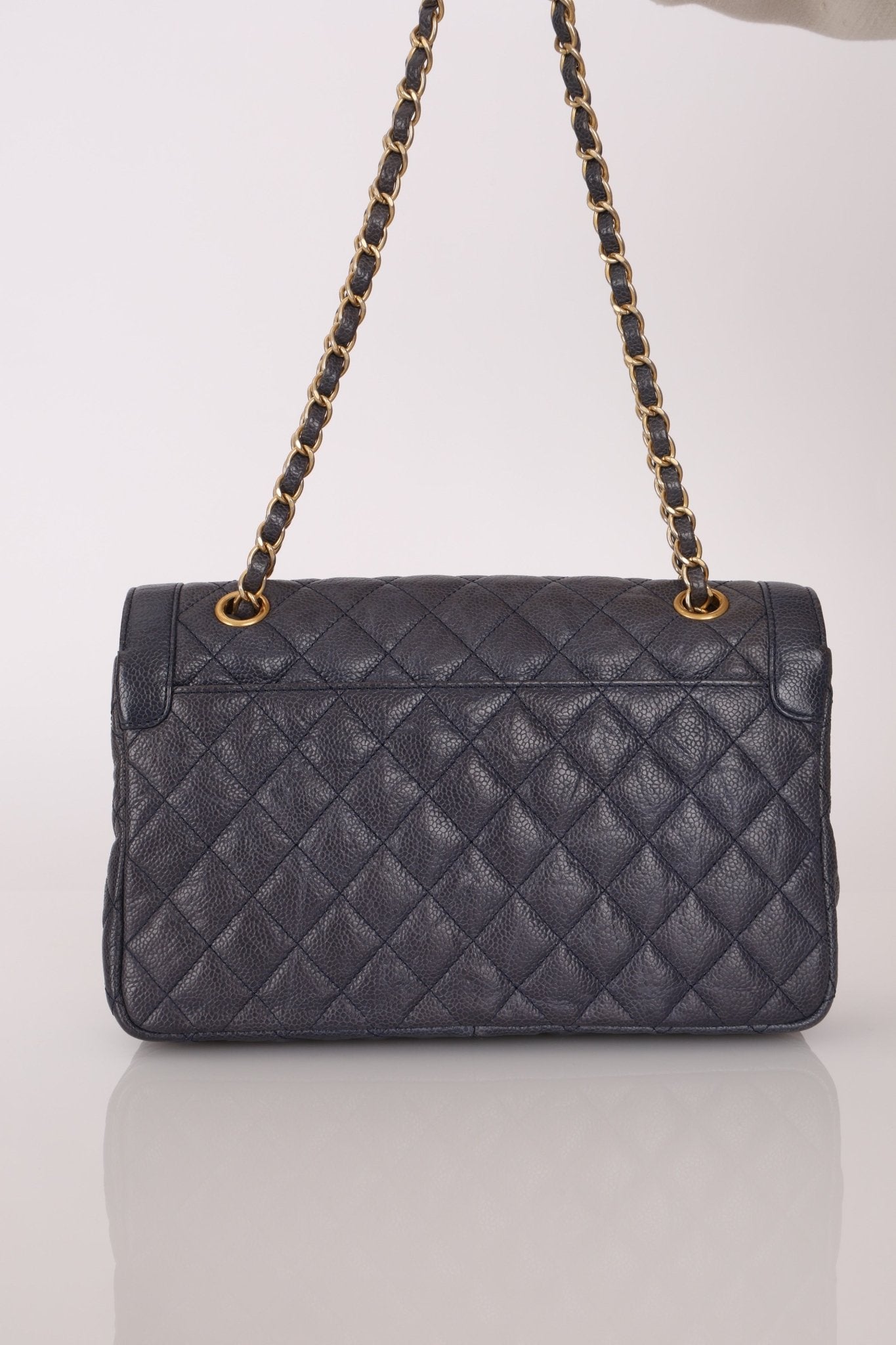 Rare Chanel 2015 Caviar Medium Navy Paris Flap Bag - FashioNica