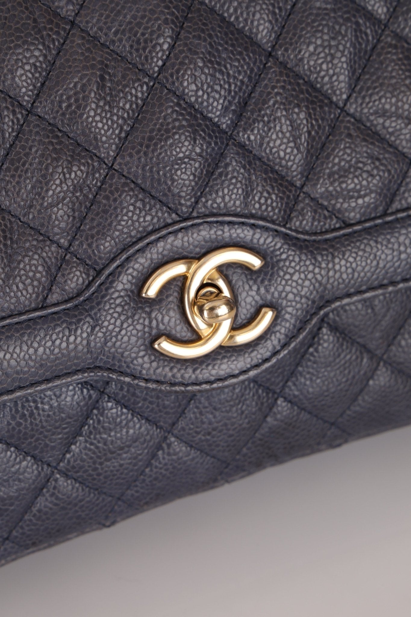Rare Chanel 2015 Caviar Medium Navy Paris Flap Bag - FashioNica