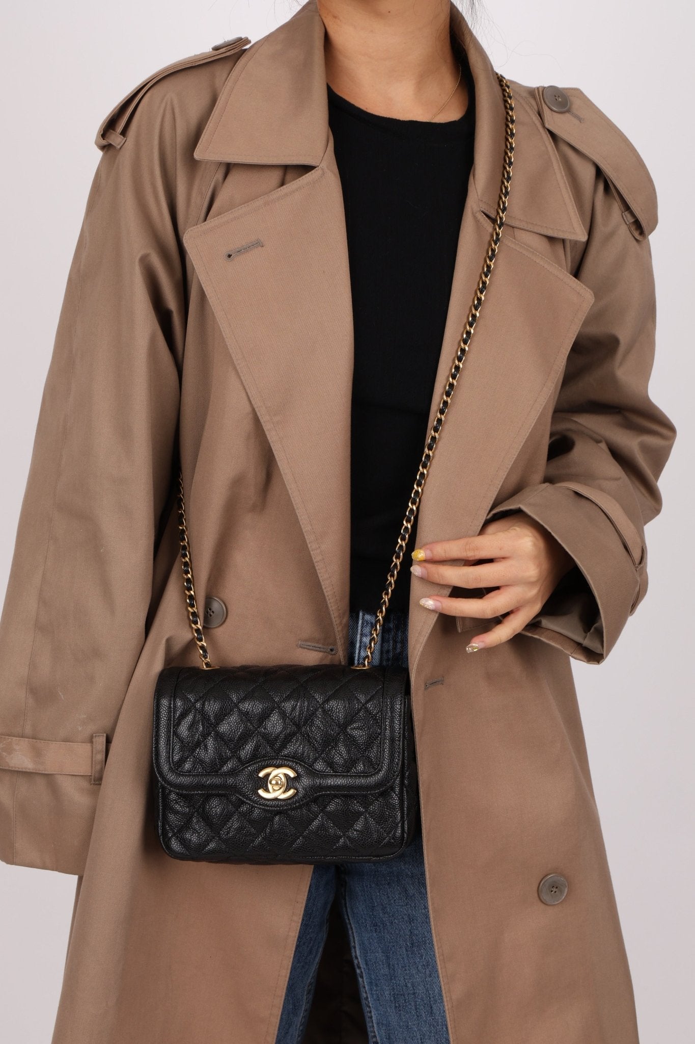 Rare Chanel 2015 Two Tone Crumple Caviar Mini Flap Bag - FashioNica