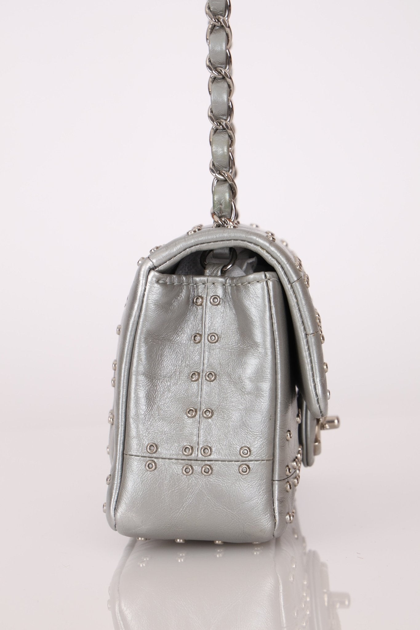 Rare Chanel 2016 Glazed Calfskin Grommet Airline Rectangular Mini Flap Bag - FashioNica