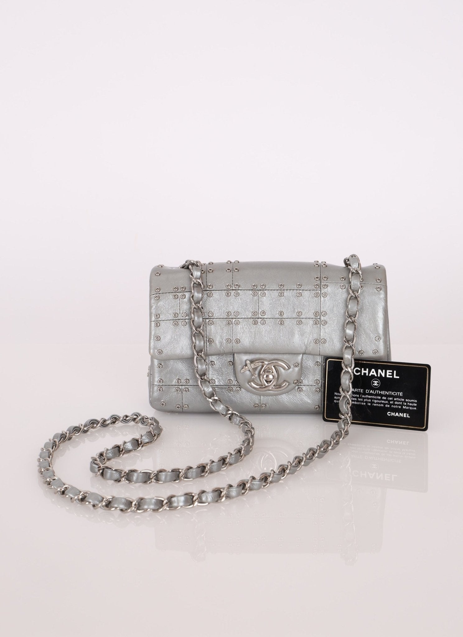 Rare Chanel 2016 Glazed Calfskin Grommet Airline Rectangular Mini Flap Bag - FashioNica