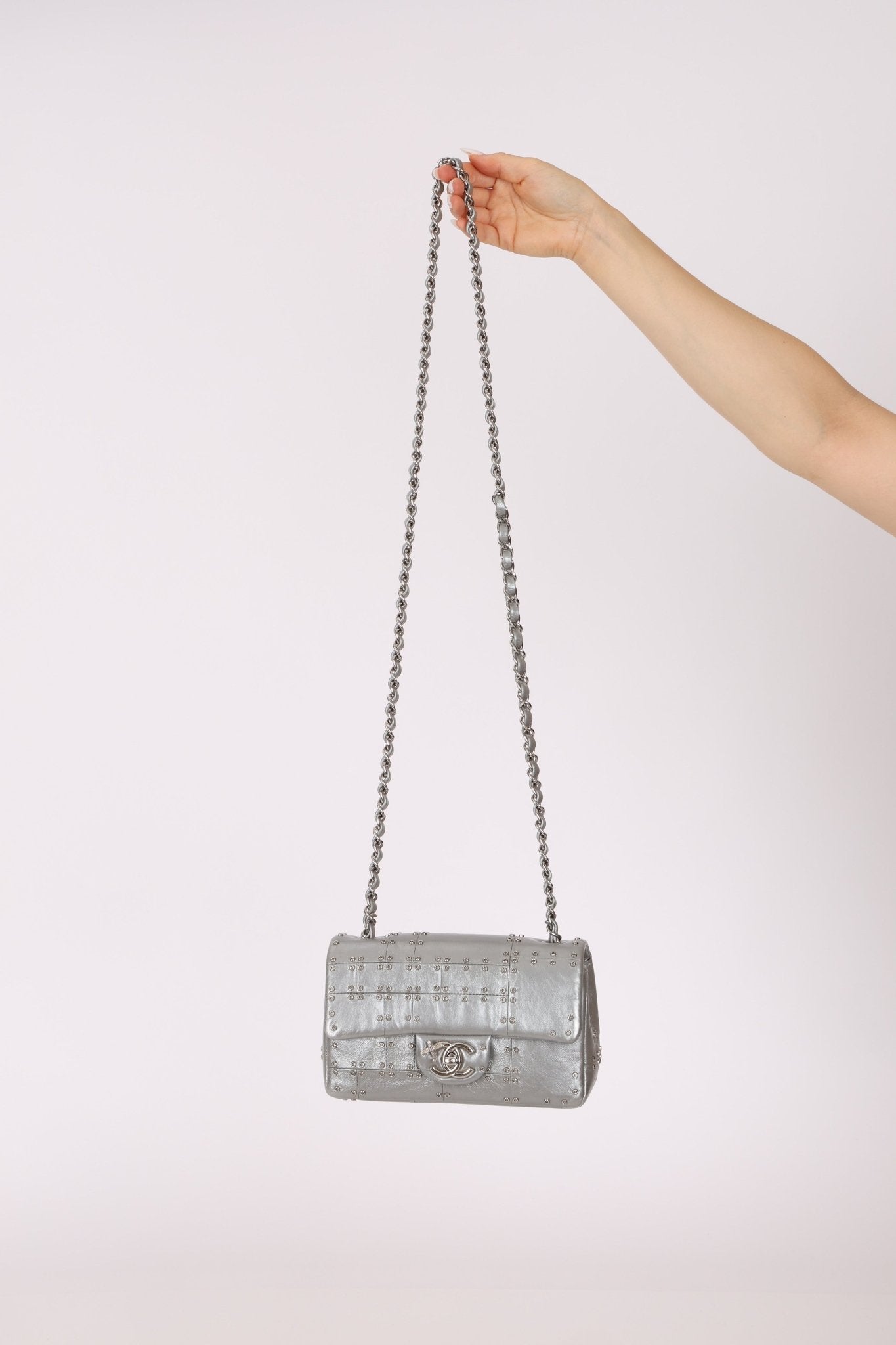 Rare Chanel 2016 Glazed Calfskin Grommet Airline Rectangular Mini Flap Bag - FashioNica