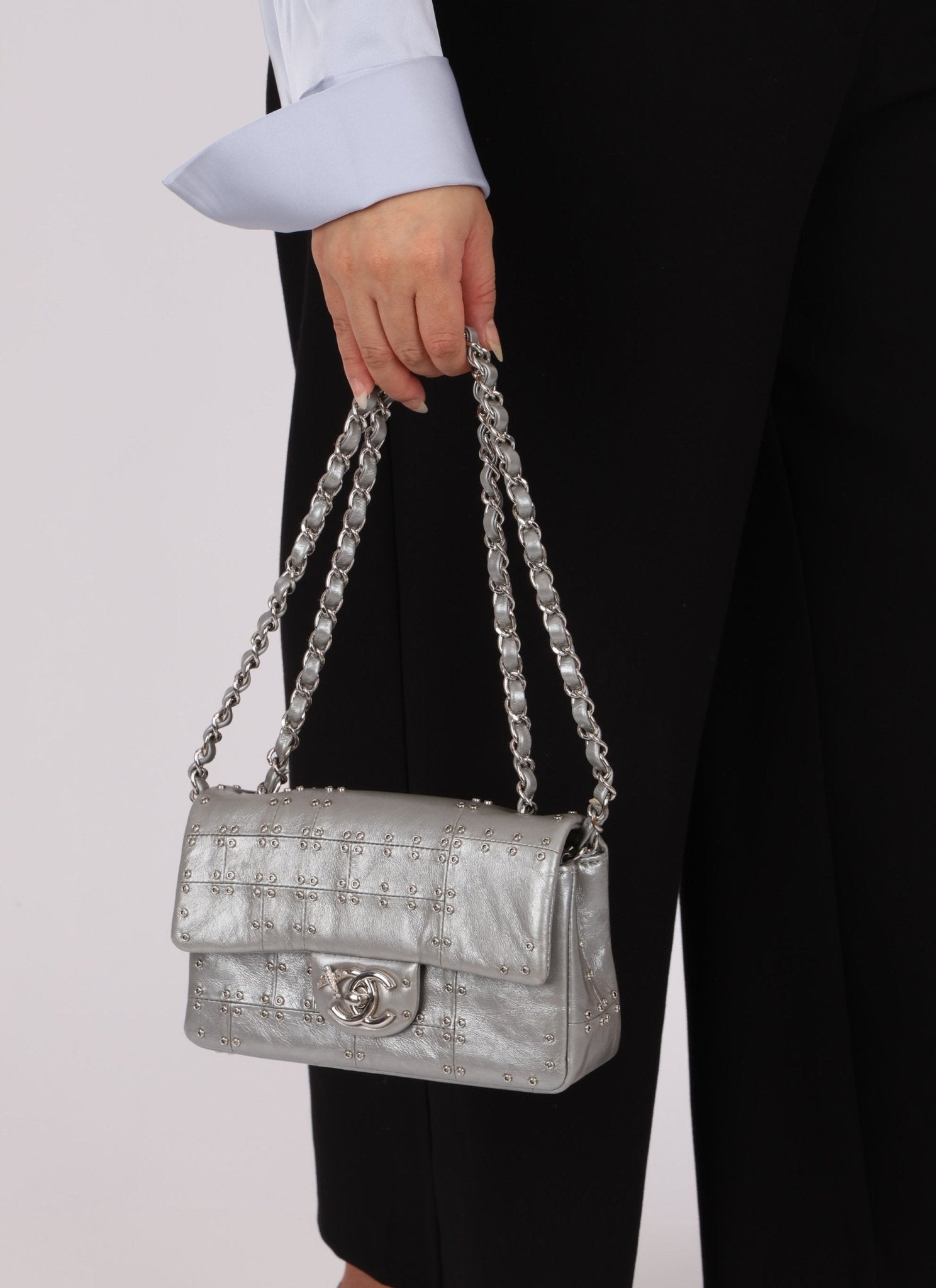 Rare Chanel 2016 Glazed Calfskin Grommet Airline Rectangular Mini Flap Bag - FashioNica