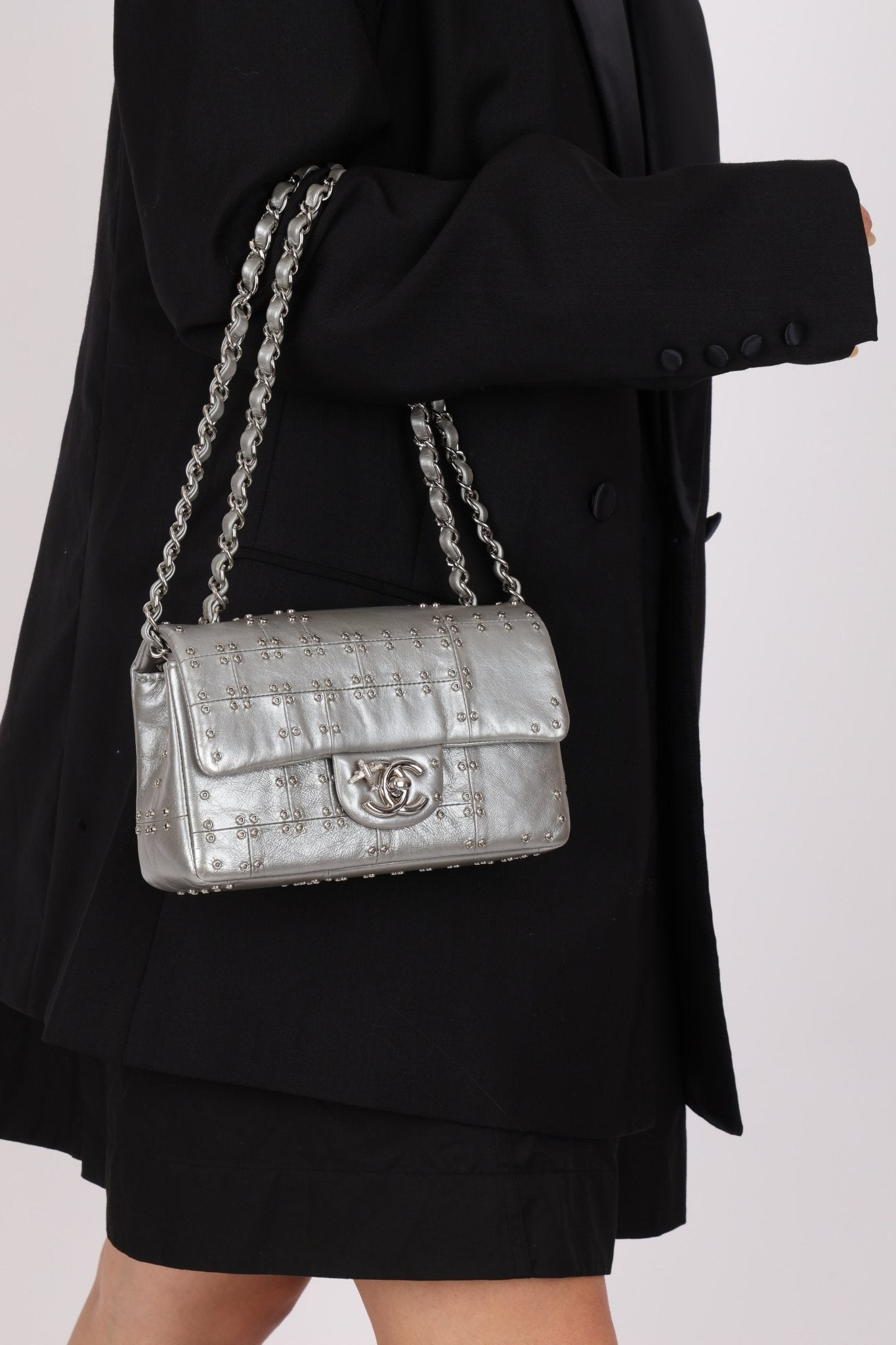 Rare Chanel 2016 Glazed Calfskin Grommet Airline Rectangular Mini Flap Bag - FashioNica