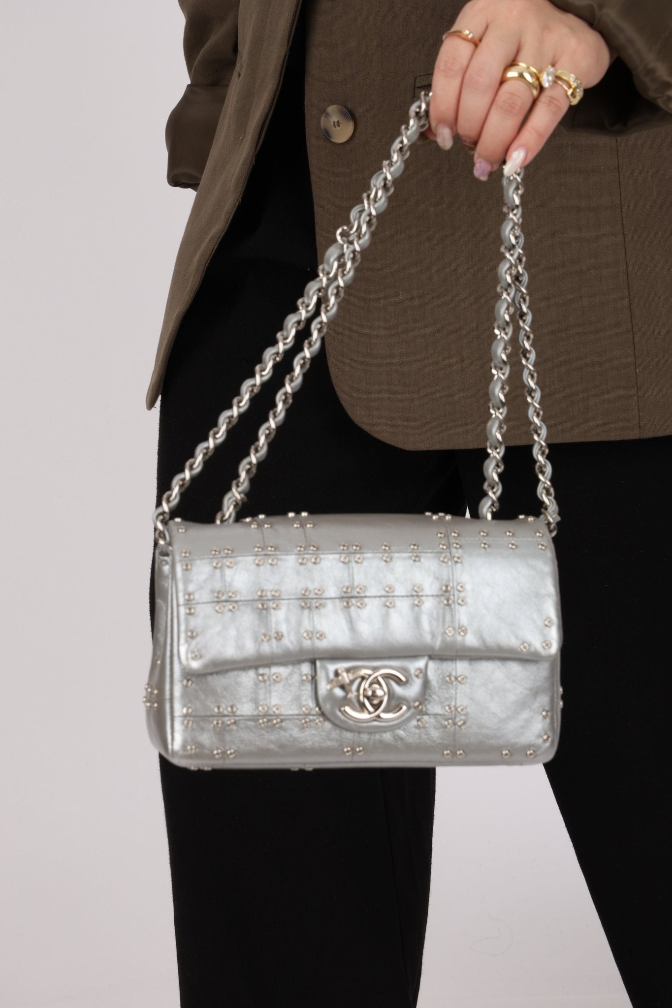 Rare Chanel 2016 Glazed Calfskin Grommet Airline Rectangular Mini Flap Bag - FashioNica