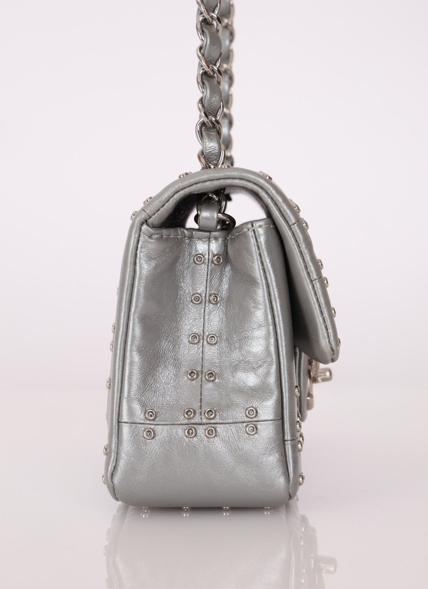 Rare Chanel 2016 Glazed Calfskin Grommet Airline Rectangular Mini Flap Bag - FashioNica