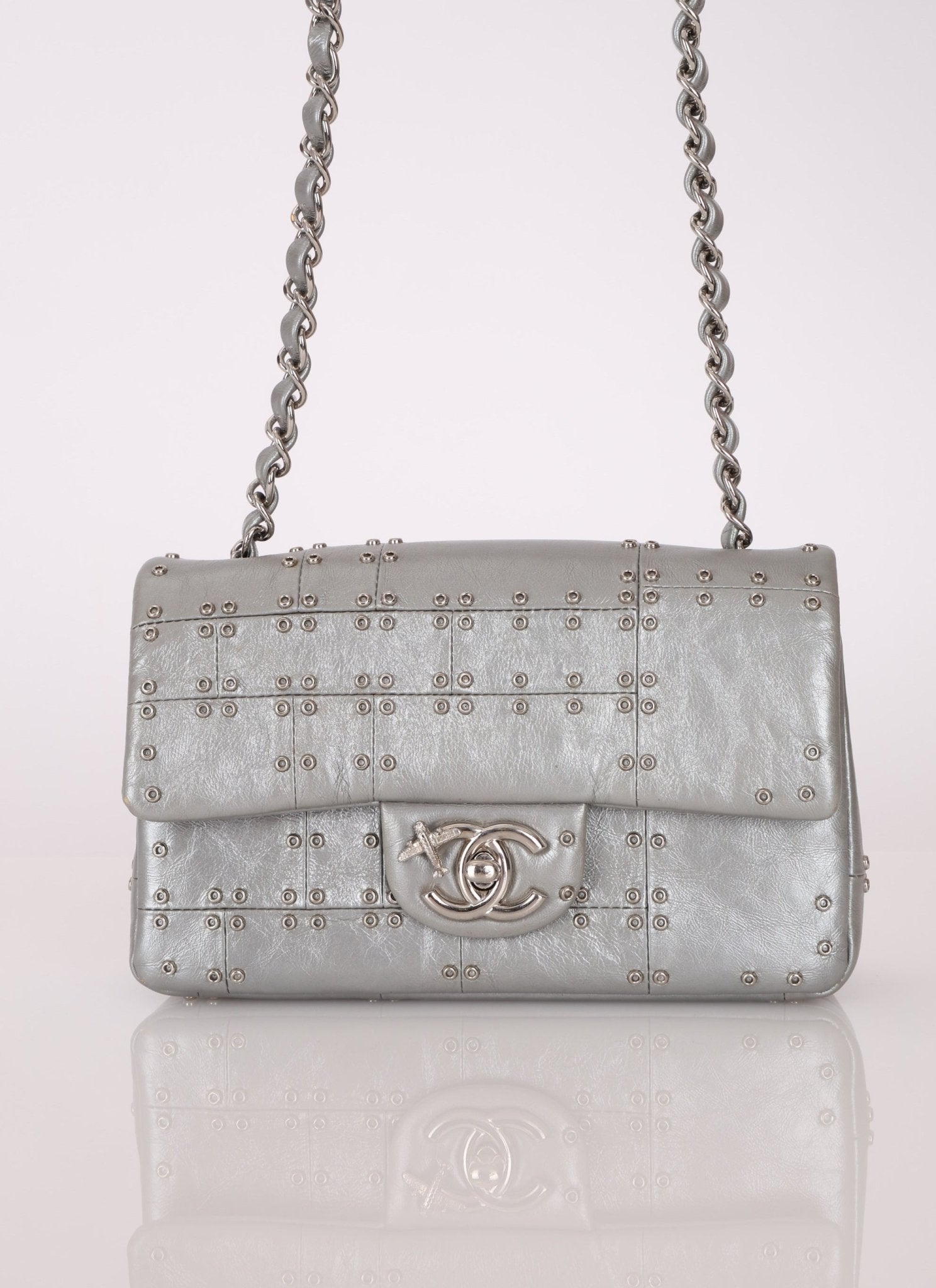 Rare Chanel 2016 Glazed Calfskin Grommet Airline Rectangular Mini Flap Bag - FashioNica