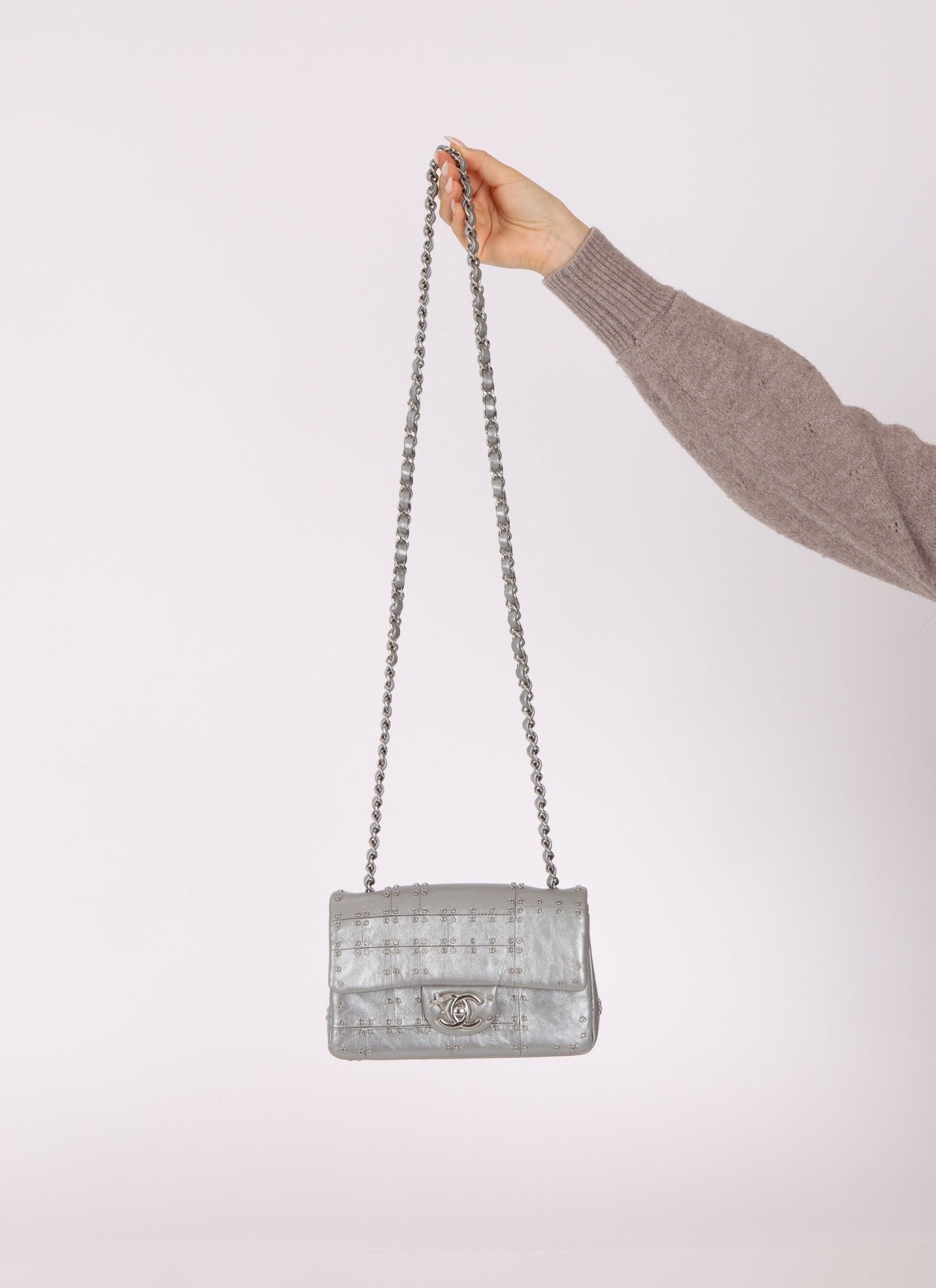 Rare Chanel 2016 Glazed Calfskin Grommet Airline Rectangular Mini Flap Bag - FashioNica