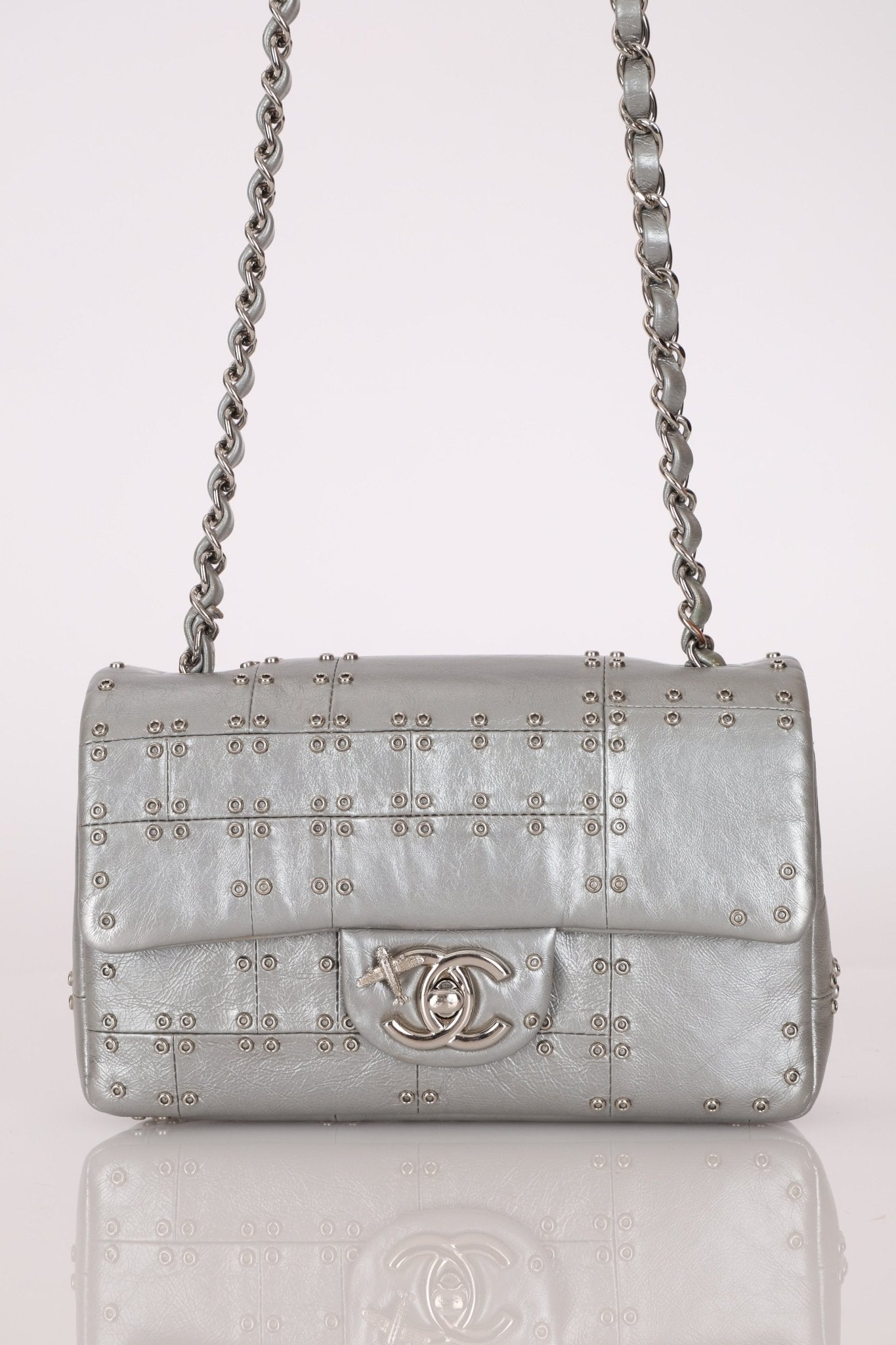 Rare Chanel 2016 Glazed Calfskin Grommet Airline Rectangular Mini Flap Bag - FashioNica