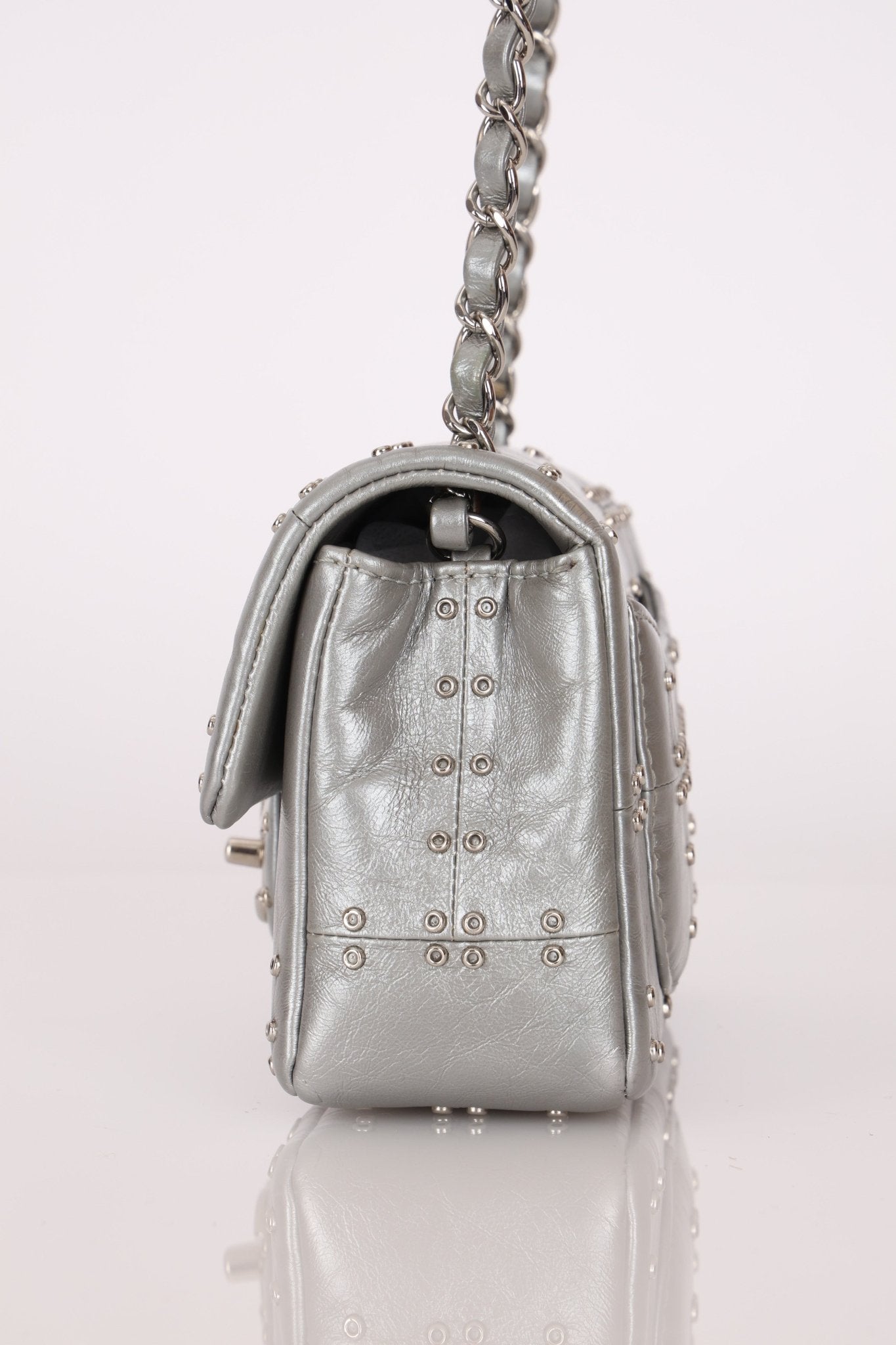 Rare Chanel 2016 Glazed Calfskin Grommet Airline Rectangular Mini Flap Bag - FashioNica