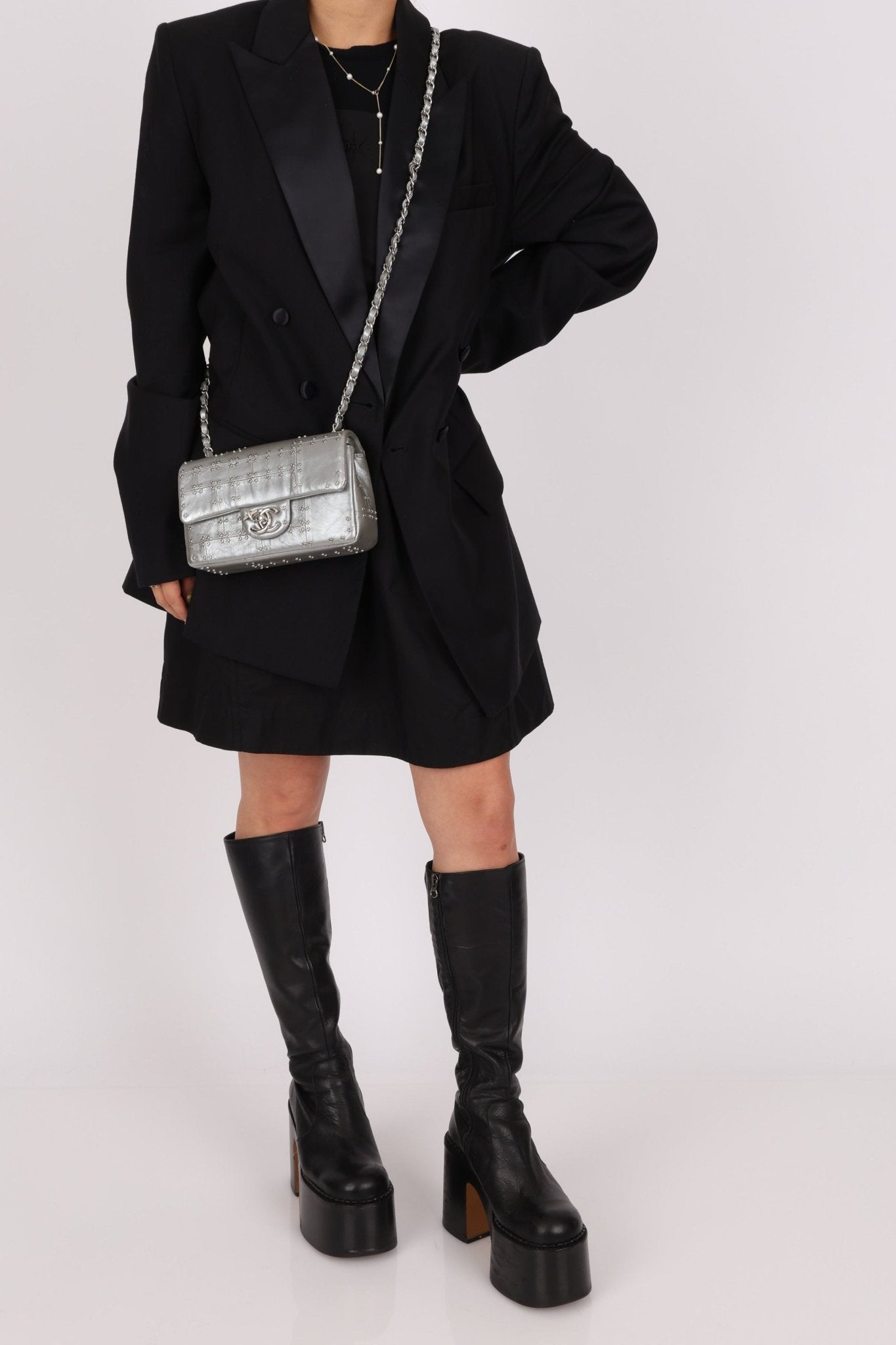 Rare Chanel 2016 Glazed Calfskin Grommet Airline Rectangular Mini Flap Bag - FashioNica